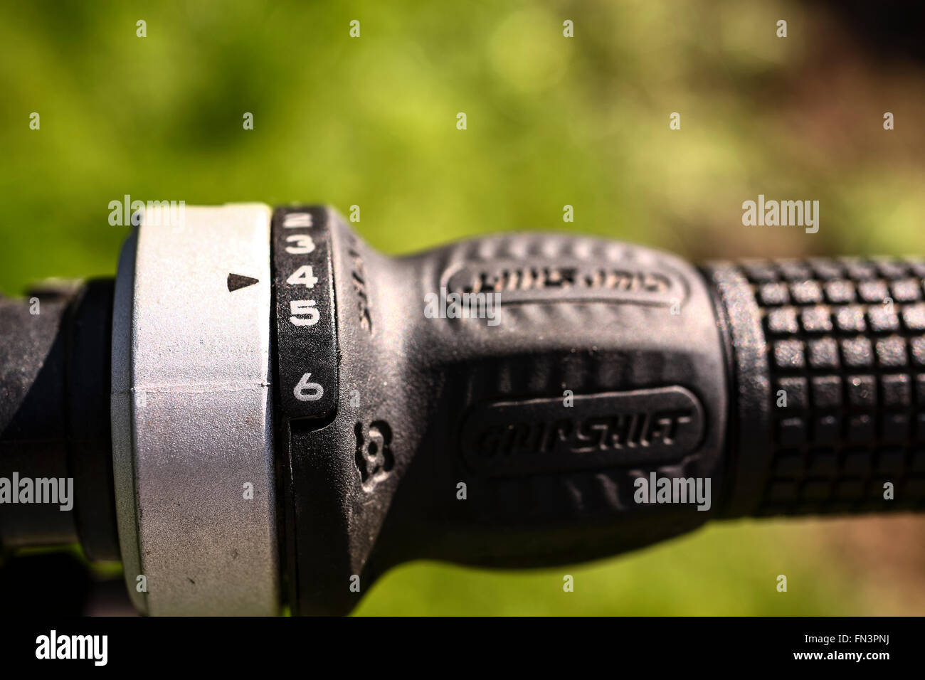 Bicycle handlebar gear selector Stock Photo Alamy