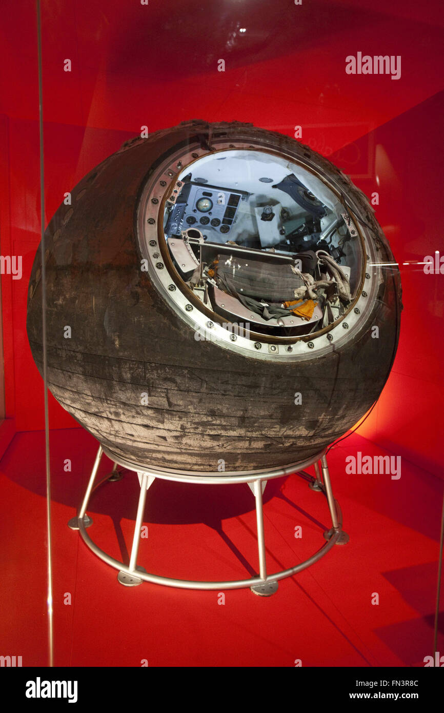 London, UK. 12th Mar, 2016. Cosmonauts: Birth of the Space Age.VOSTOK 6 DESCEND MODULE that brought the first woman in space, Valentina Terseshkova, back to earth in 1963.The Science Museum exhibit has assembled a most significant collection of Russian spacecraft and artefacts ever to be shown in the UK. In 1957 Russia launched the world's first artificial satellite, Sputnik, into space and just four years later sent the first ever human ''“ Yuri Gagarin. It was Russia that turned the dream of space travel into a reality and became the first nation to explore space. On display was Vostok 6 Stock Photo