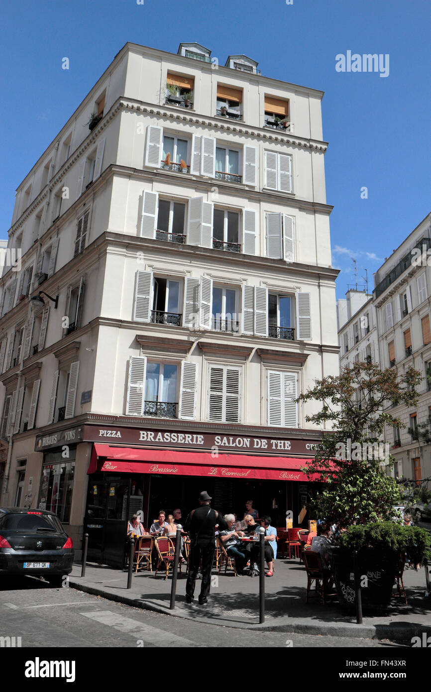 The Salons de thé brasserie in the Montmartre district of Paris, France. Stock Photo