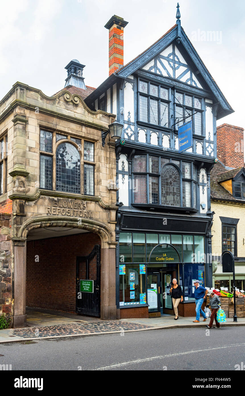 The Blower's Repository building (1902) , Castle Gates, Shrewsbury, Shropshire, England, UK. Stock Photo