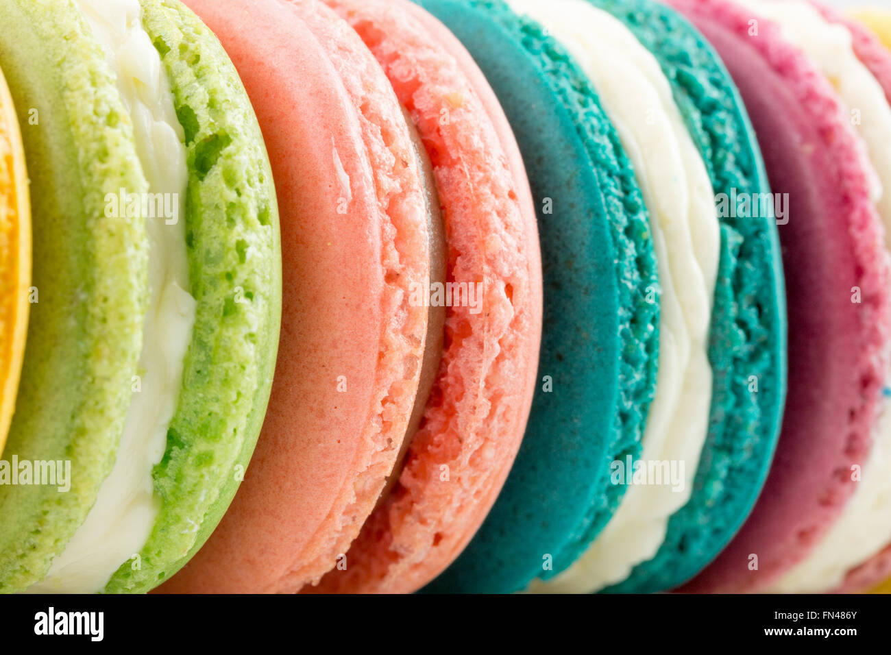 close up of colorful macaroons. Stock Photo