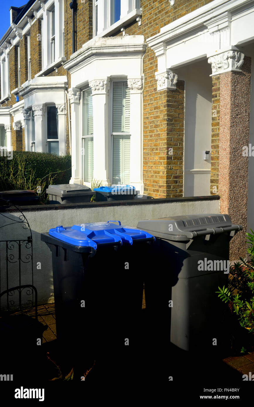 London NW6, Queen's Park, Donaldson Road, Terraced Houses, Wheelie Bins