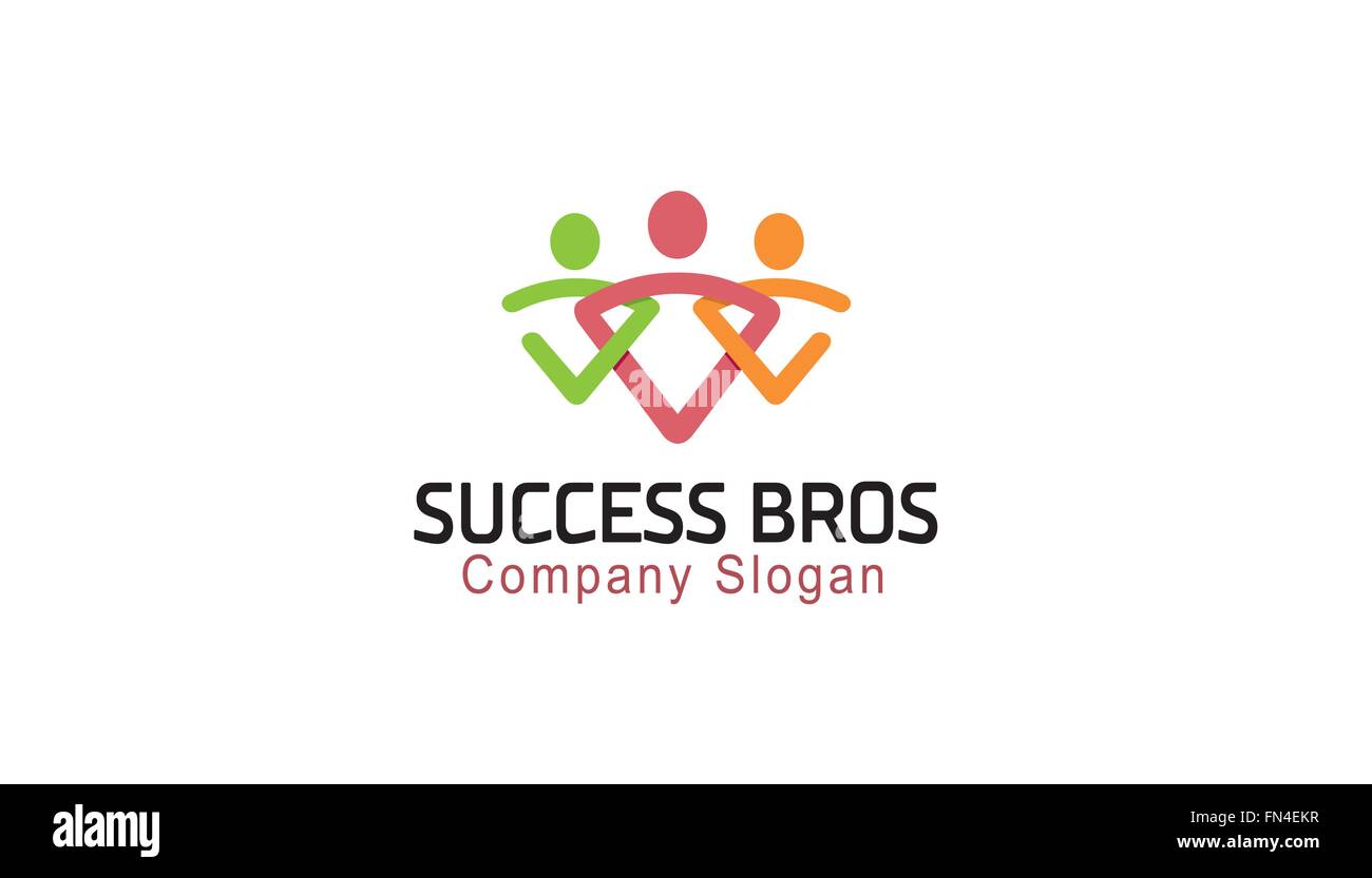 Success Three People Embrace Health Care Design Logo Vector Symbol Design Illustration Stock Vector