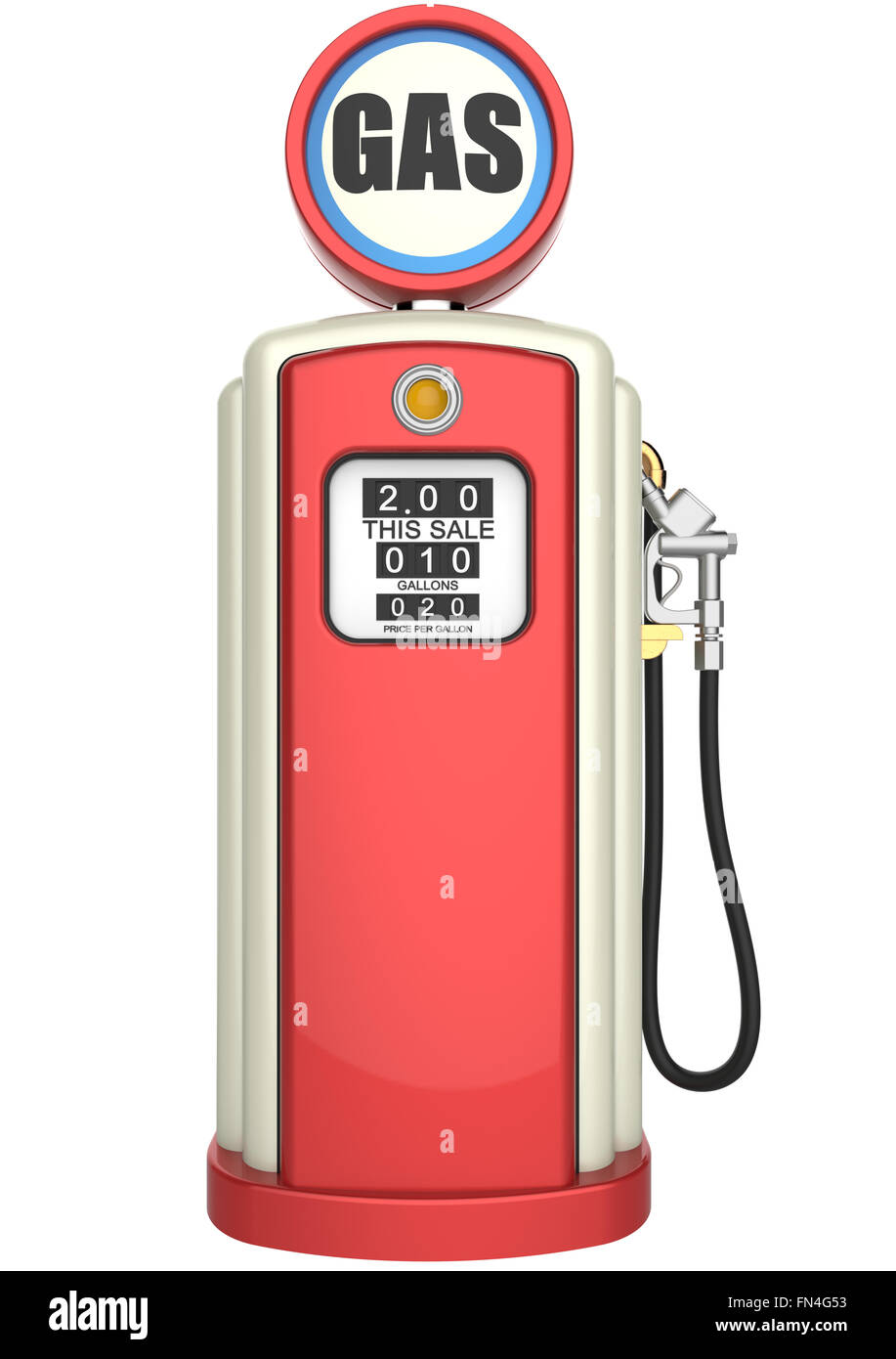 Retro gas pump 3D render Stock Photo - Alamy