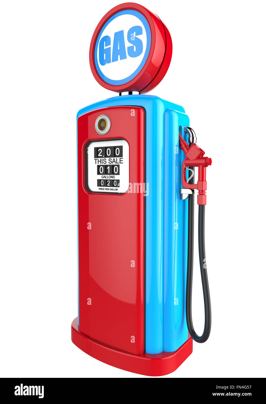 Retro gas pump 3D render Stock Photo - Alamy