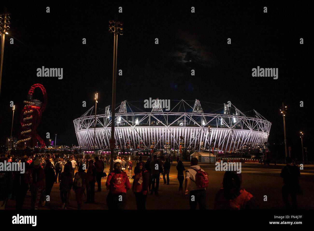 Olympic Stadium at night during Olympics,London,2012,England,UK, Europe. Stock Photo