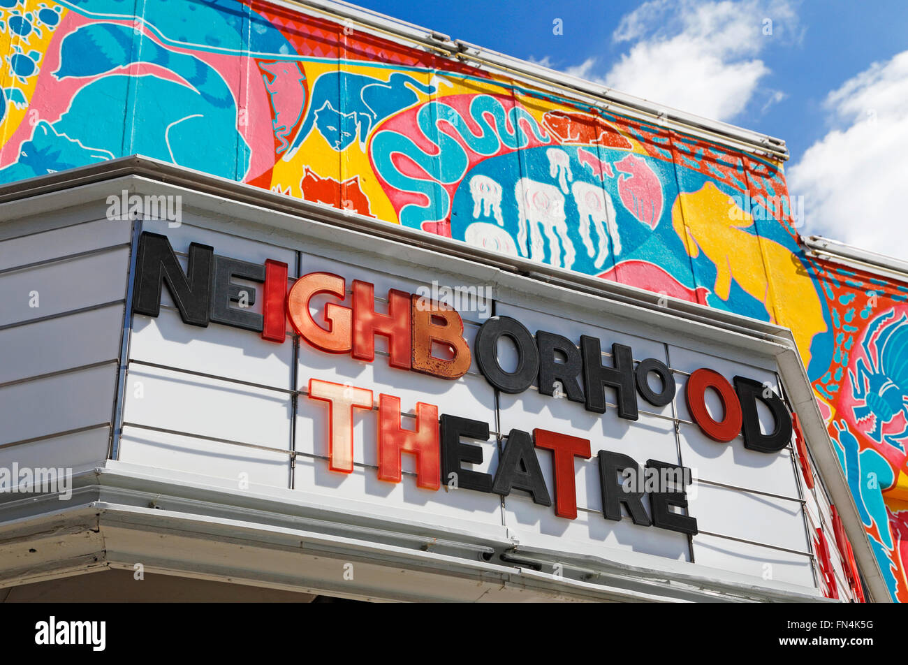 Neighborhood theater in NoDA, North Davidson, Charlotte, North Carolina. Stock Photo