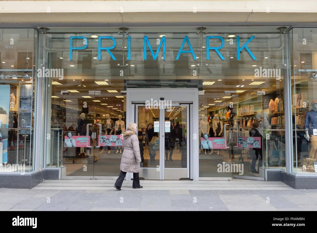 Primark discount clothing shop front entrance in Argyle Street, Glasgow
