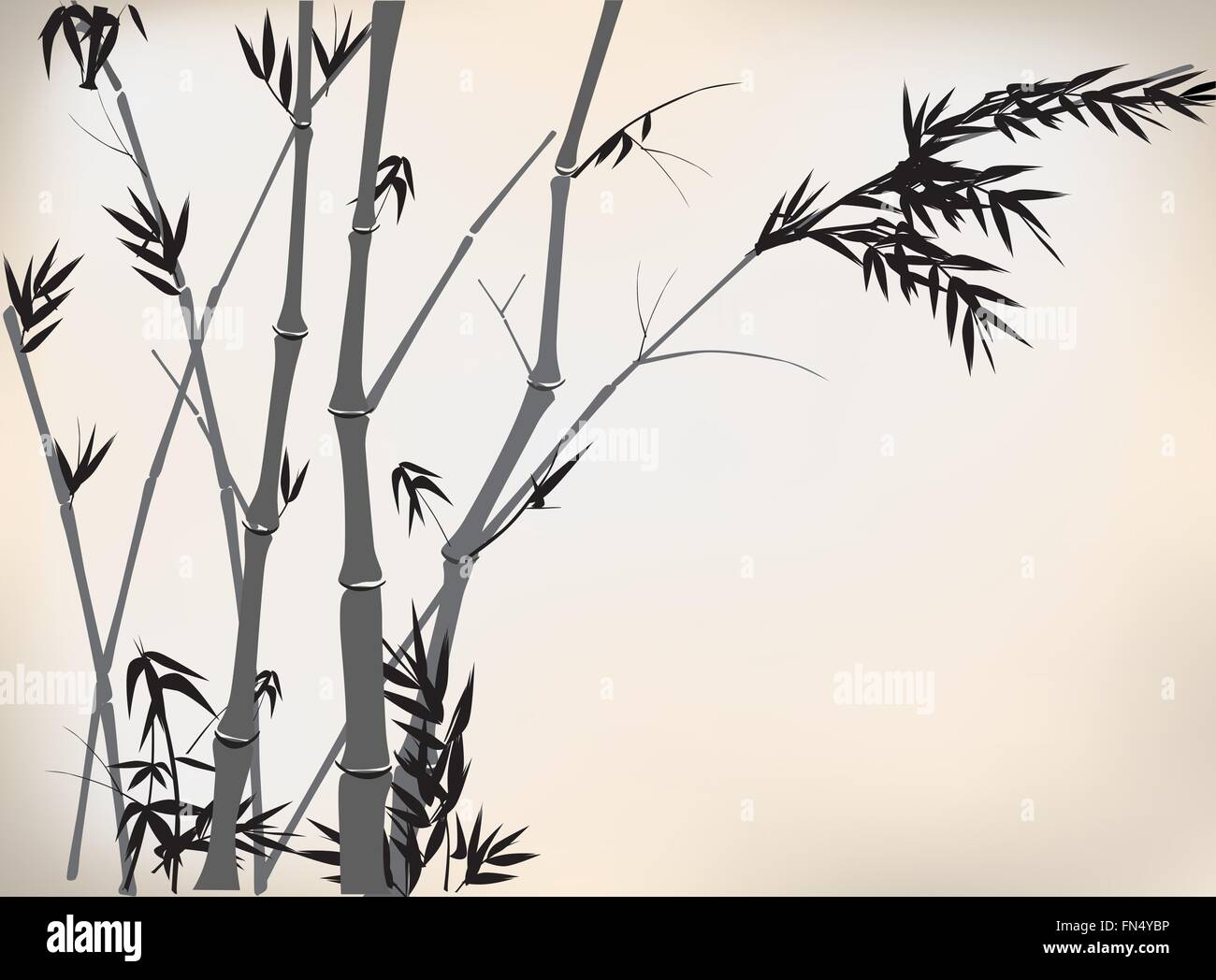 Old Chinese bamboo hand drawing Stock Vector