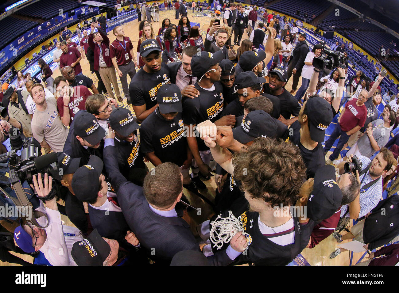 New Orleans, LA, USA. 13th Mar, 2016. Arkansas Little Rock Trojans head