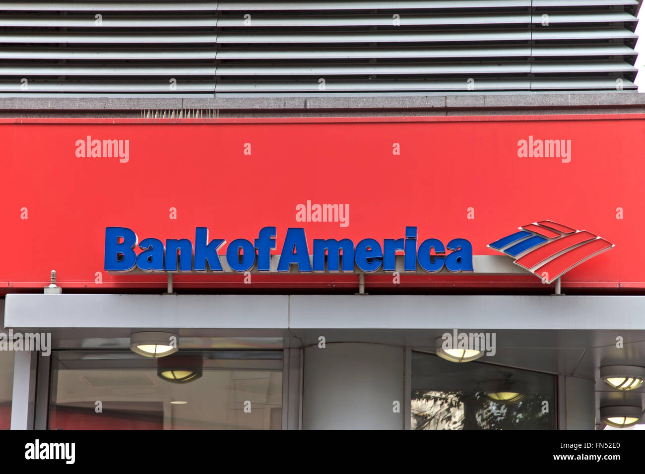 Bank of America in Manhattan, New York, United States of America  New York - June 06:Bank of America branch in New York, United Stock Photo