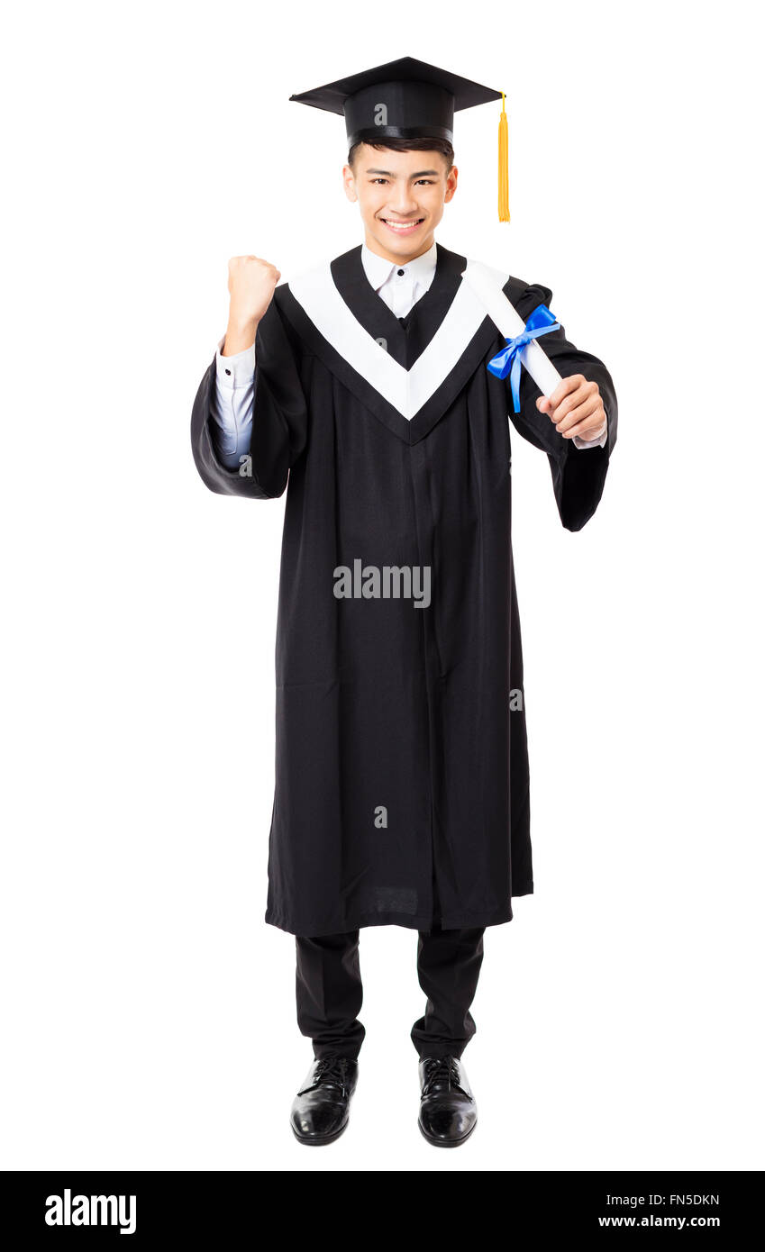 full length of  young male college graduation Stock Photo