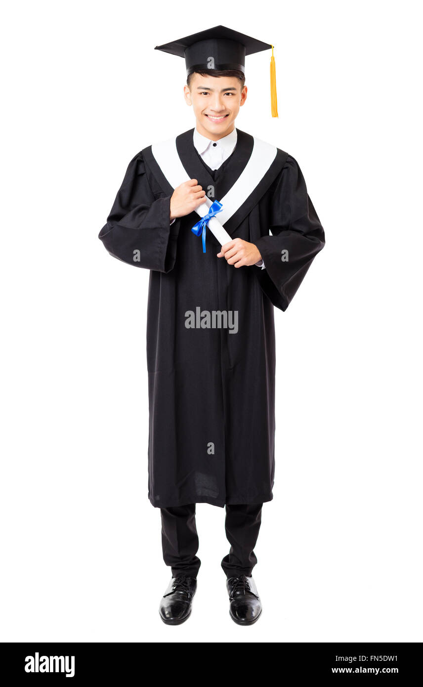full length of  young male college graduation Stock Photo