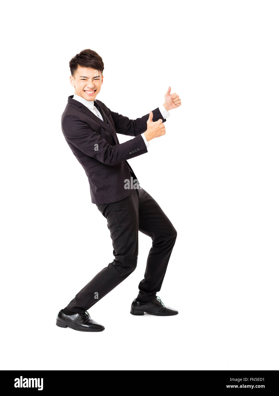 happy  young business man with successful gesture Stock Photo