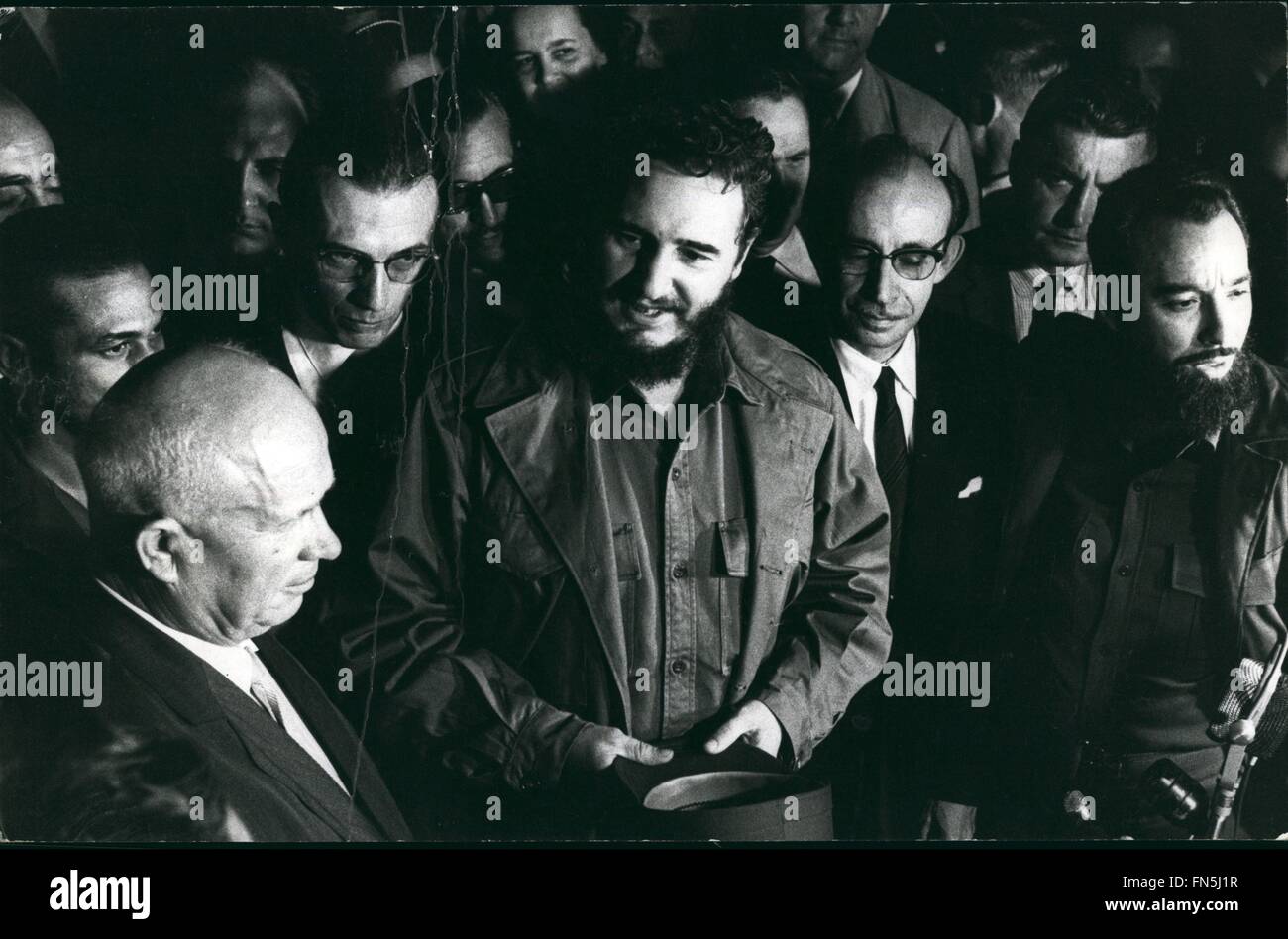 1961 - Nikita Khrushchev and Fidel Castro Soviet mission to the UN - 1961. © Keystone Pictures USA/ZUMAPRESS.com/Alamy Live News Stock Photo
