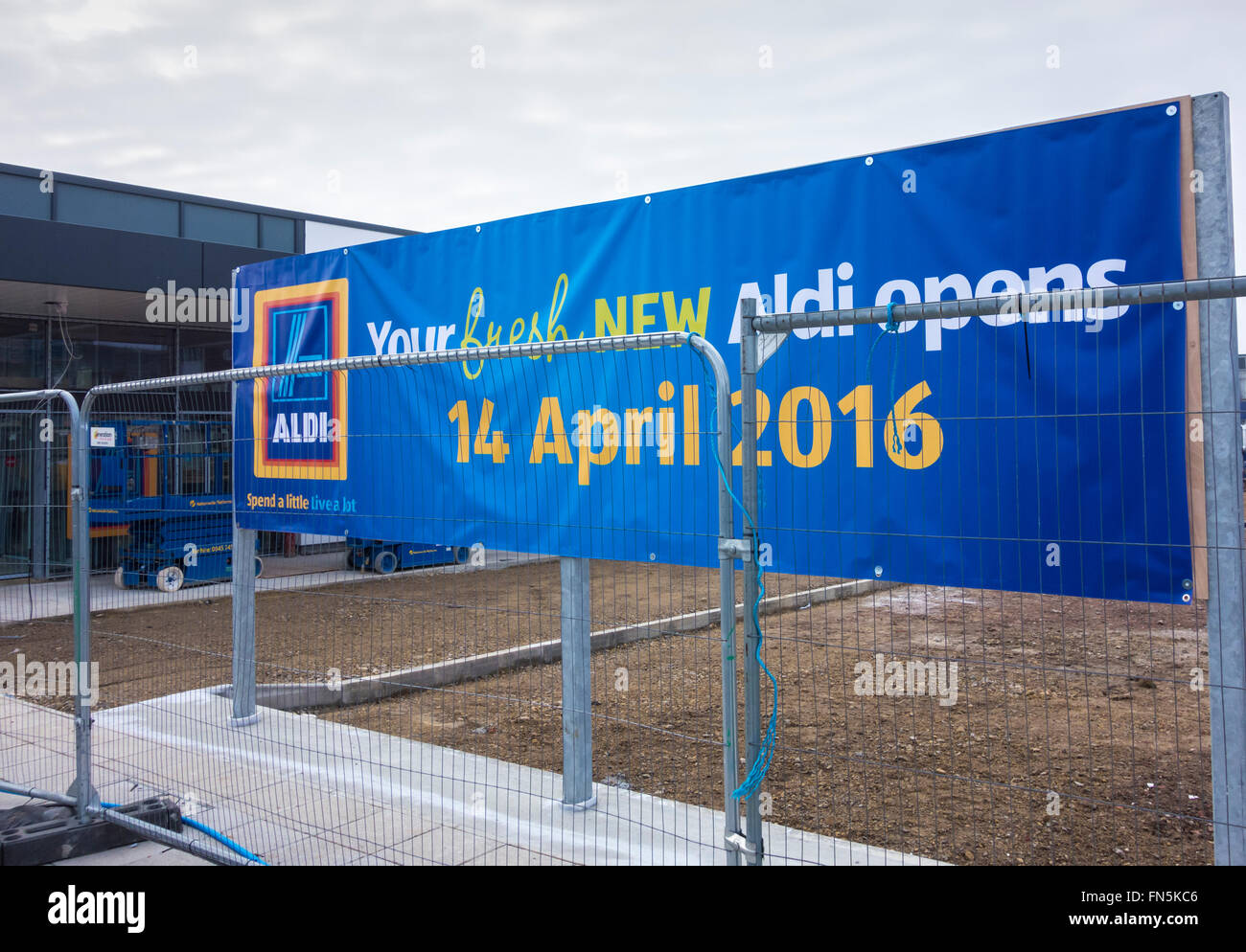 New Aldi supermarket under construction less than 100 metres from Asda store in Billingham, north east England Stock Photo