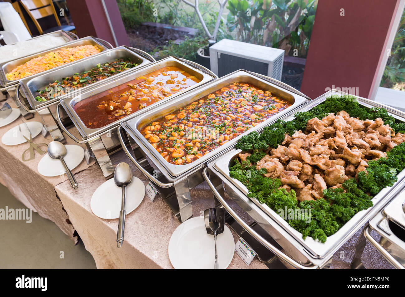 Delicious buffet spread of Chinese style dishes Stock Photo Alamy