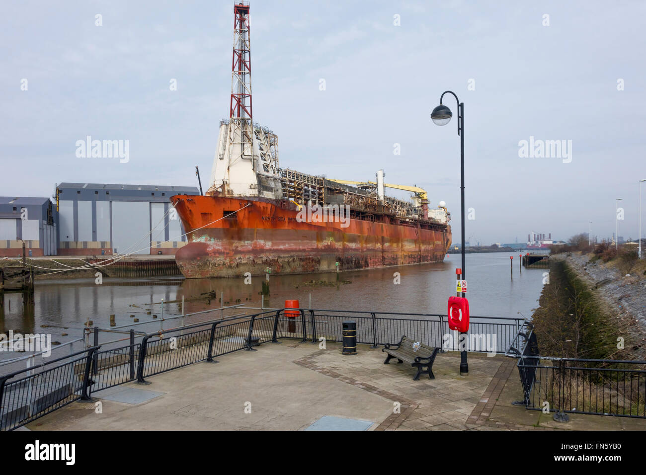 North Sea Producer offshore oil production system used in the ConocoPhilips McCullogh oilfield demobilised to Middlesbrough 2015 Stock Photo