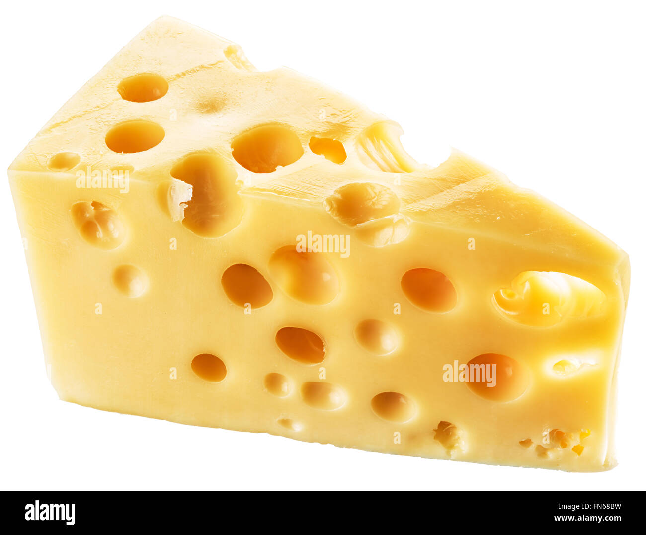 Piece of Swiss cheese. File contains clipping paths. Stock Photo