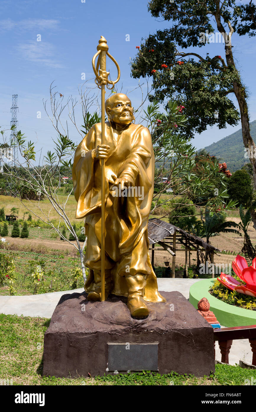 SULAWESI, INDONESIA - AUGUST 8.2015:, Buddhistic fat monk statue in complex Pagoda Ekayana, north Sulawesi,August 8. 2015 Sulawe Stock Photo
