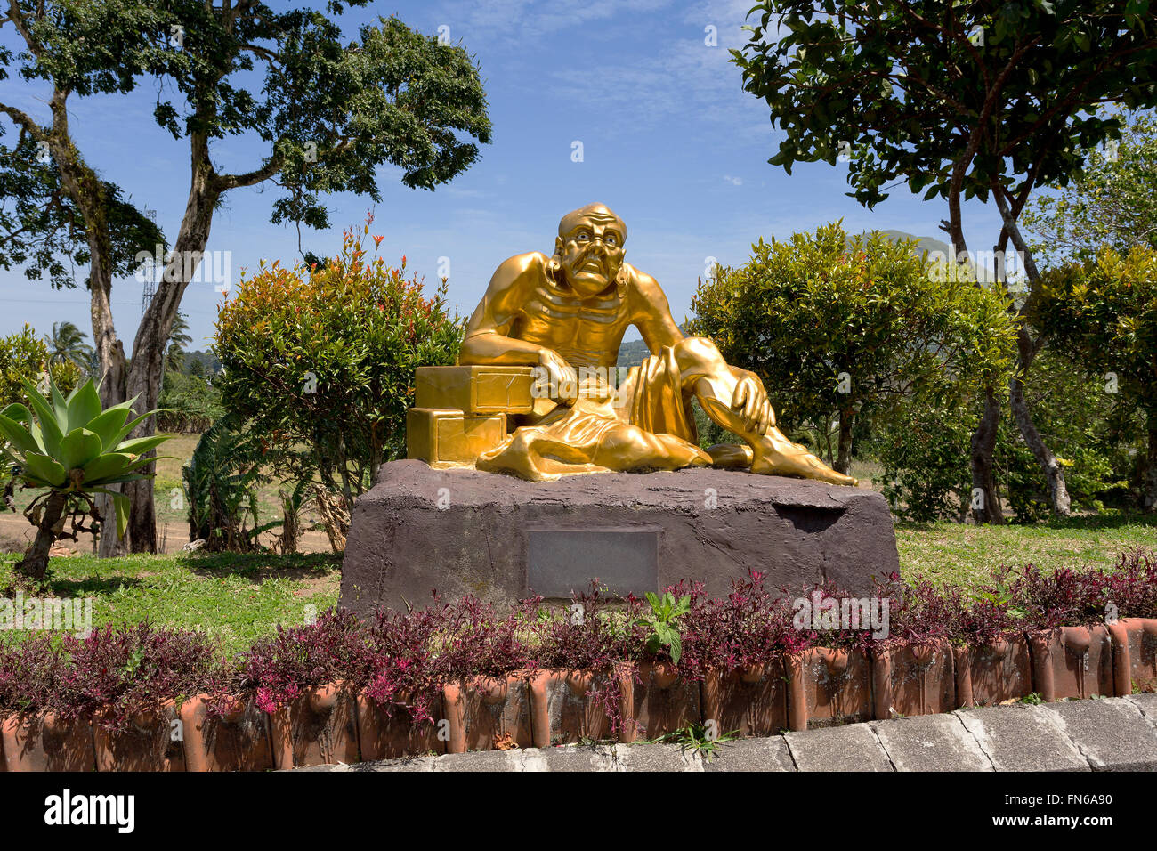 SULAWESI, INDONESIA - AUGUST 8.2015:, Buddhistic fat monk statue in complex Pagoda Ekayana, north Sulawesi,August 8. 2015 Sulawe Stock Photo