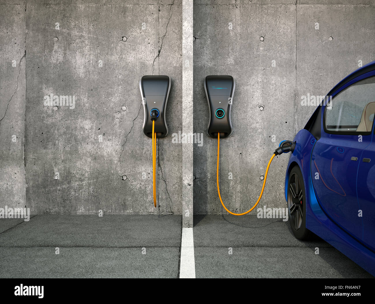 Electric vehicle charging station for home. Stock Photo