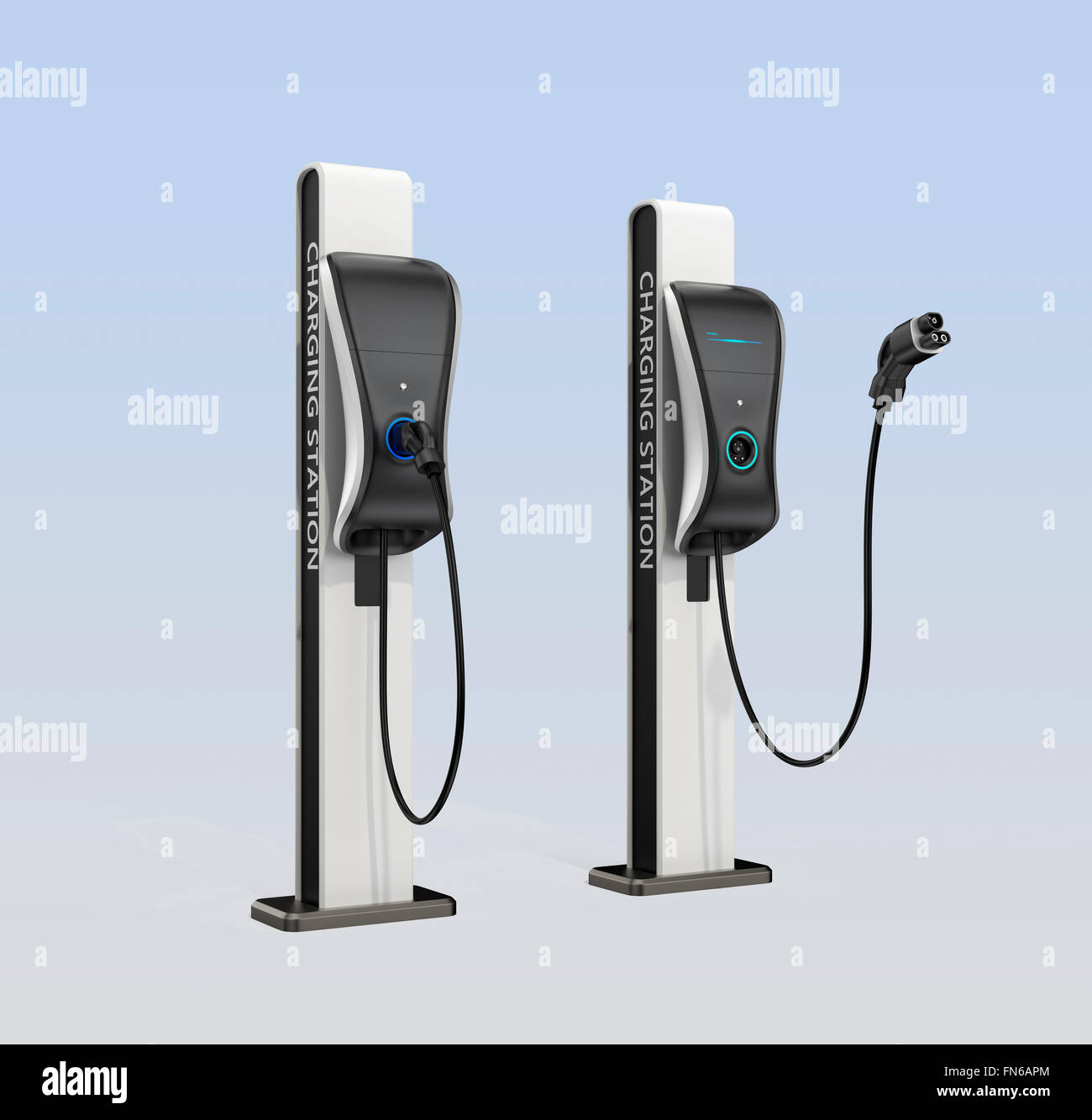 Electric vehicle charging station for public usage. Clipping path