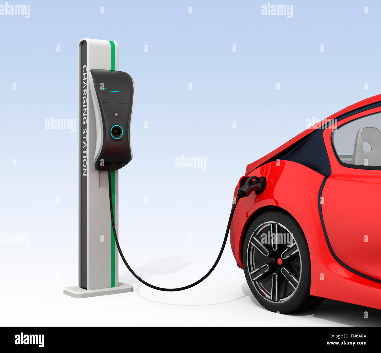 Electric vehicle charging station for public usage. Clipping path