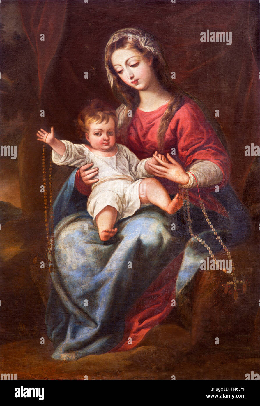 GRANADA, SPAIN - MAY 31, 2015: The Madonna (The Virgin of the Rosary) painting in church Monasterio de la Cartuja Stock Photo