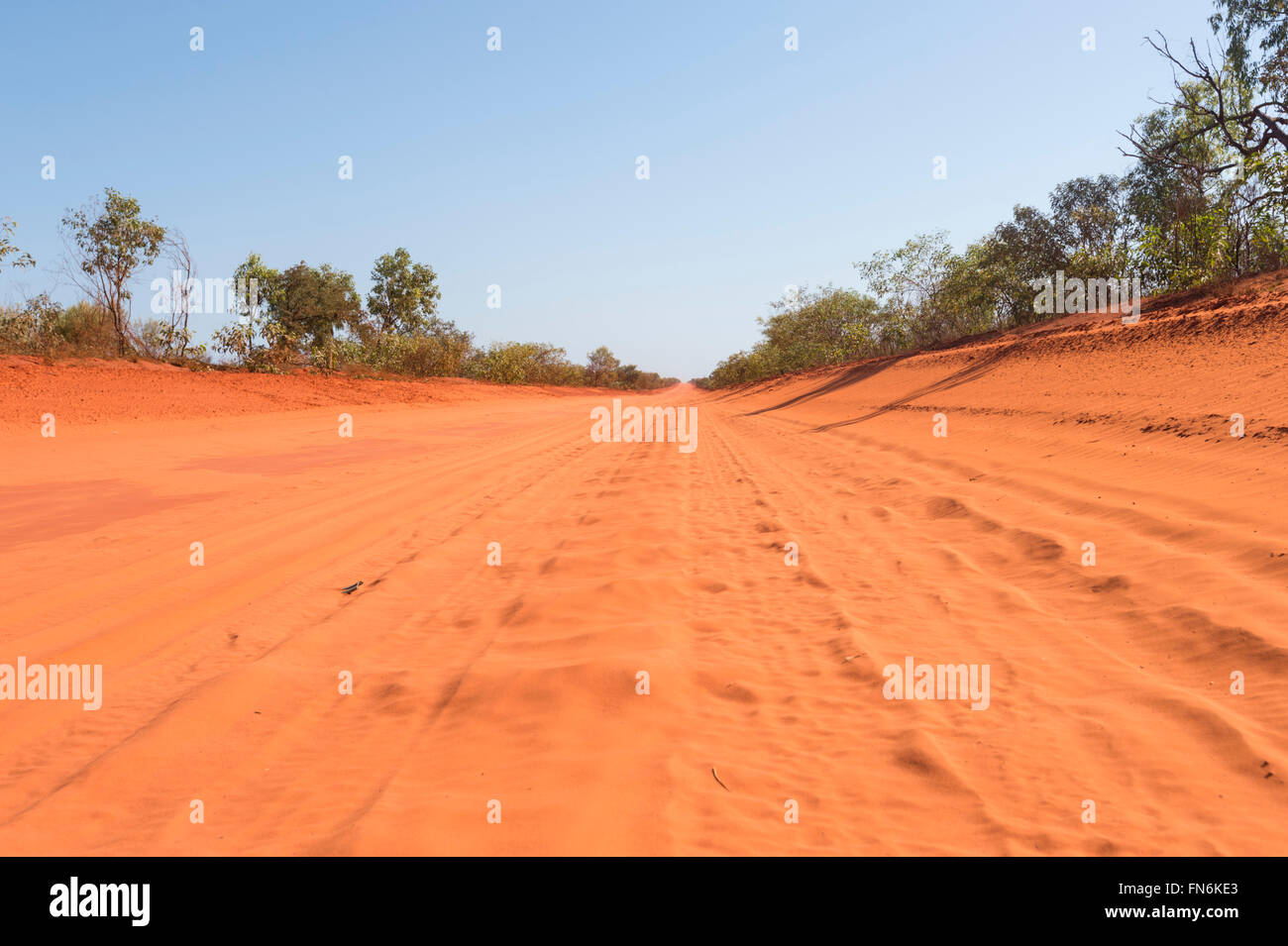 Corrugated red dirt road to Cape Leveque, Dampier Peninsula, Kimberley Region,  Western Australia, WA, Australia Stock Photo