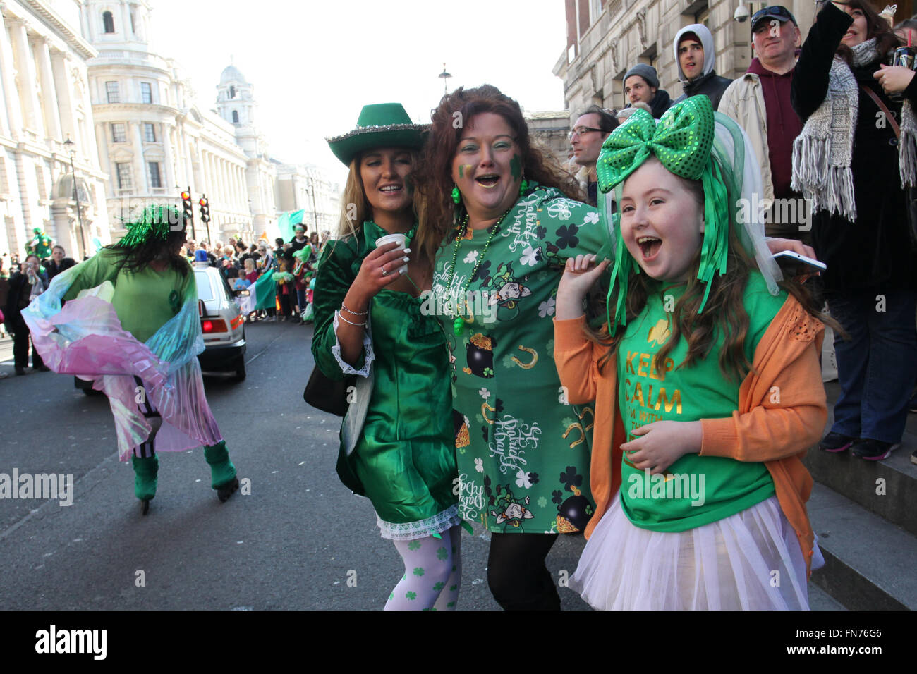 People enjoying St Patrick Day in London. Stock Photo