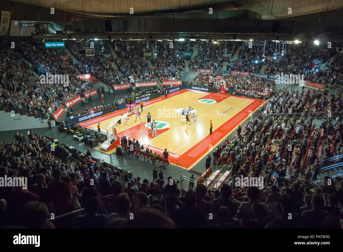 FC Bayern München Basketball team playing Straßburg IG at an Euro League match at the Audi Dome in Munich Stock Photo