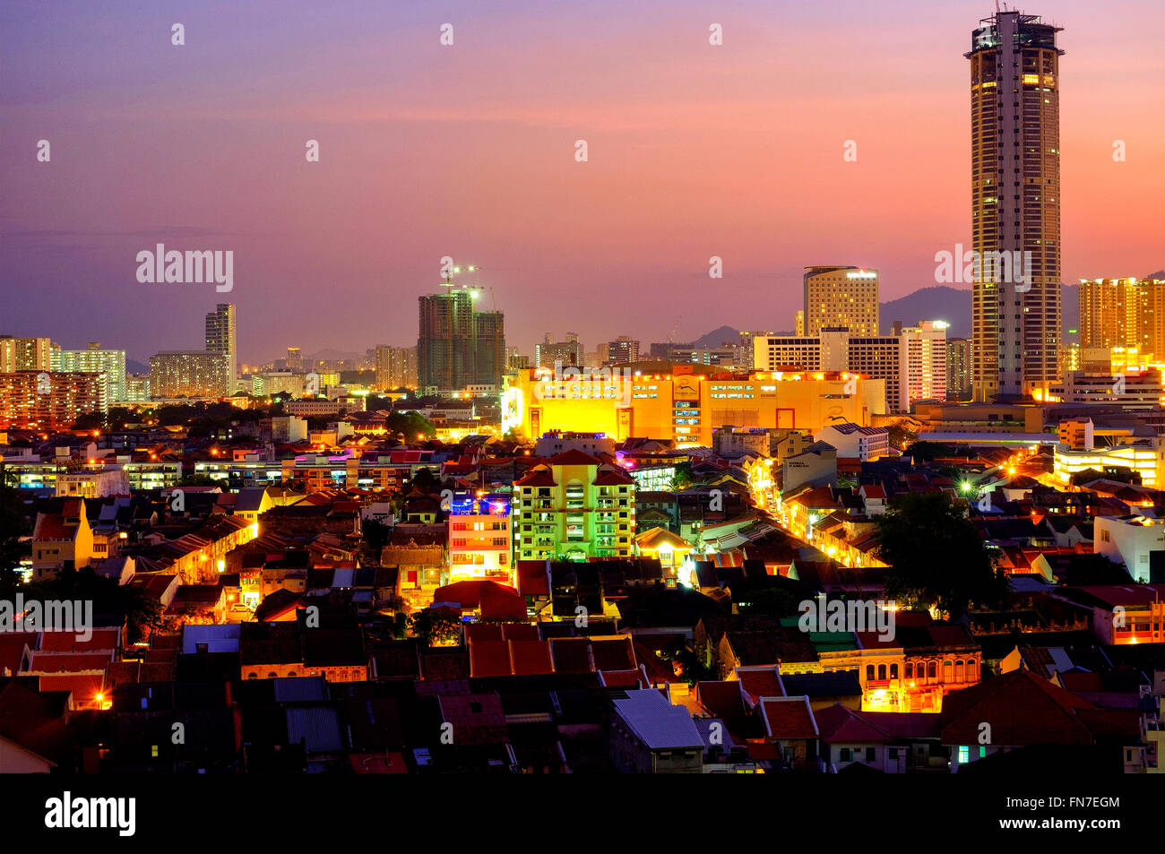 Aerial view of George Town, Penang, Malaysia Stock Photo