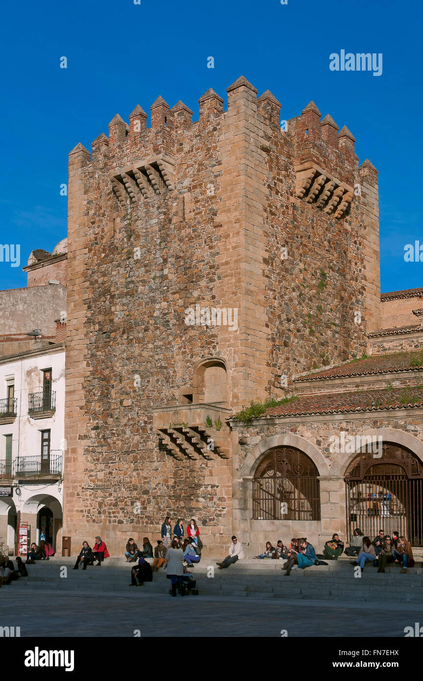 Bujaco tower -12th century, Caceres, Region of Extremadura, Spain, Europe Stock Photo