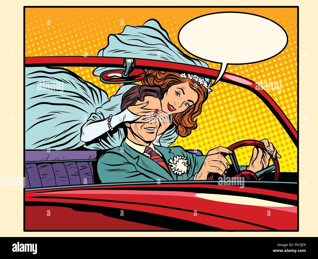 Wedding trip bride groom car Stock Vector Image & Art - Alamy