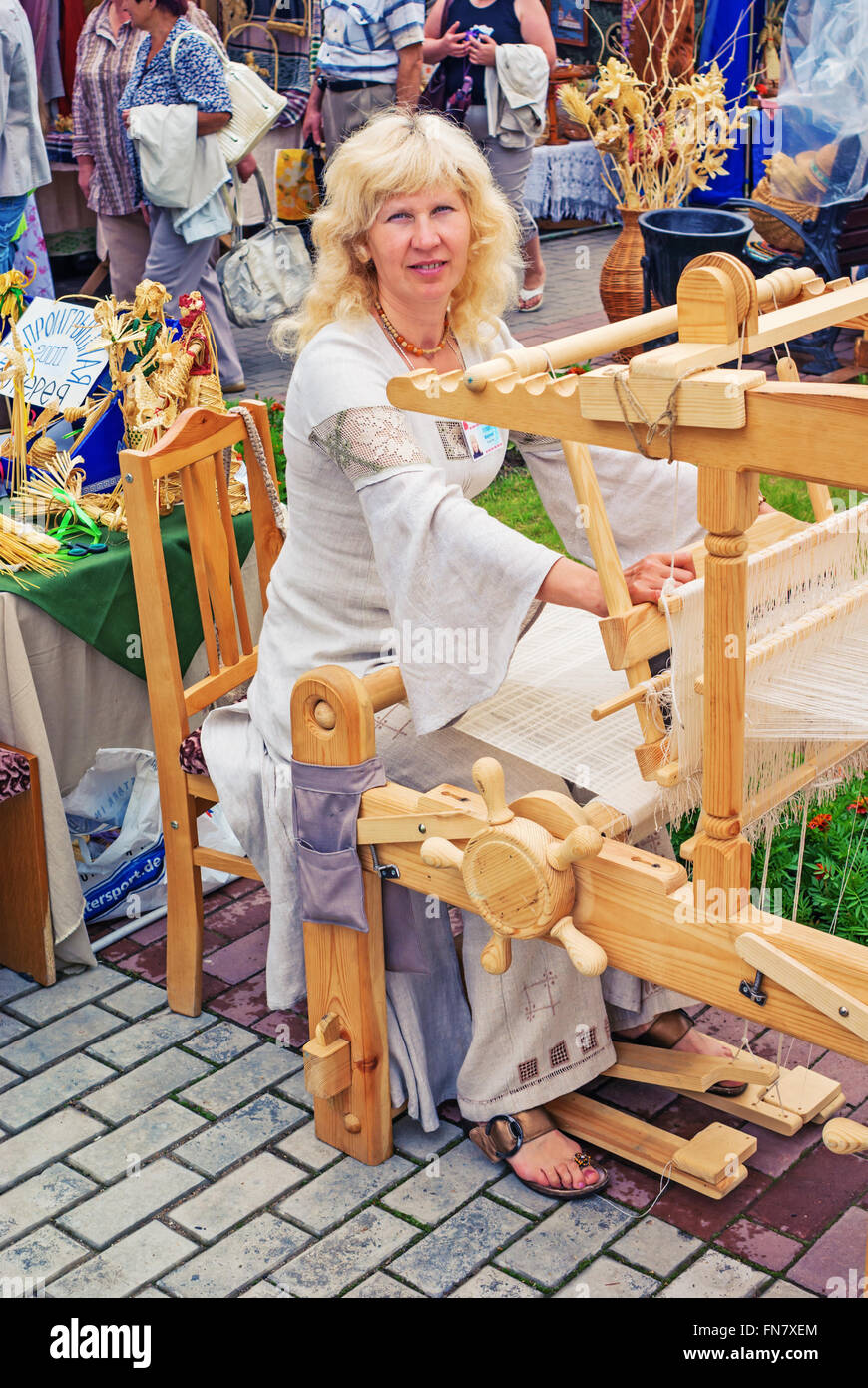 The folk masterwoman and their works. The fair of folk crafts and arts