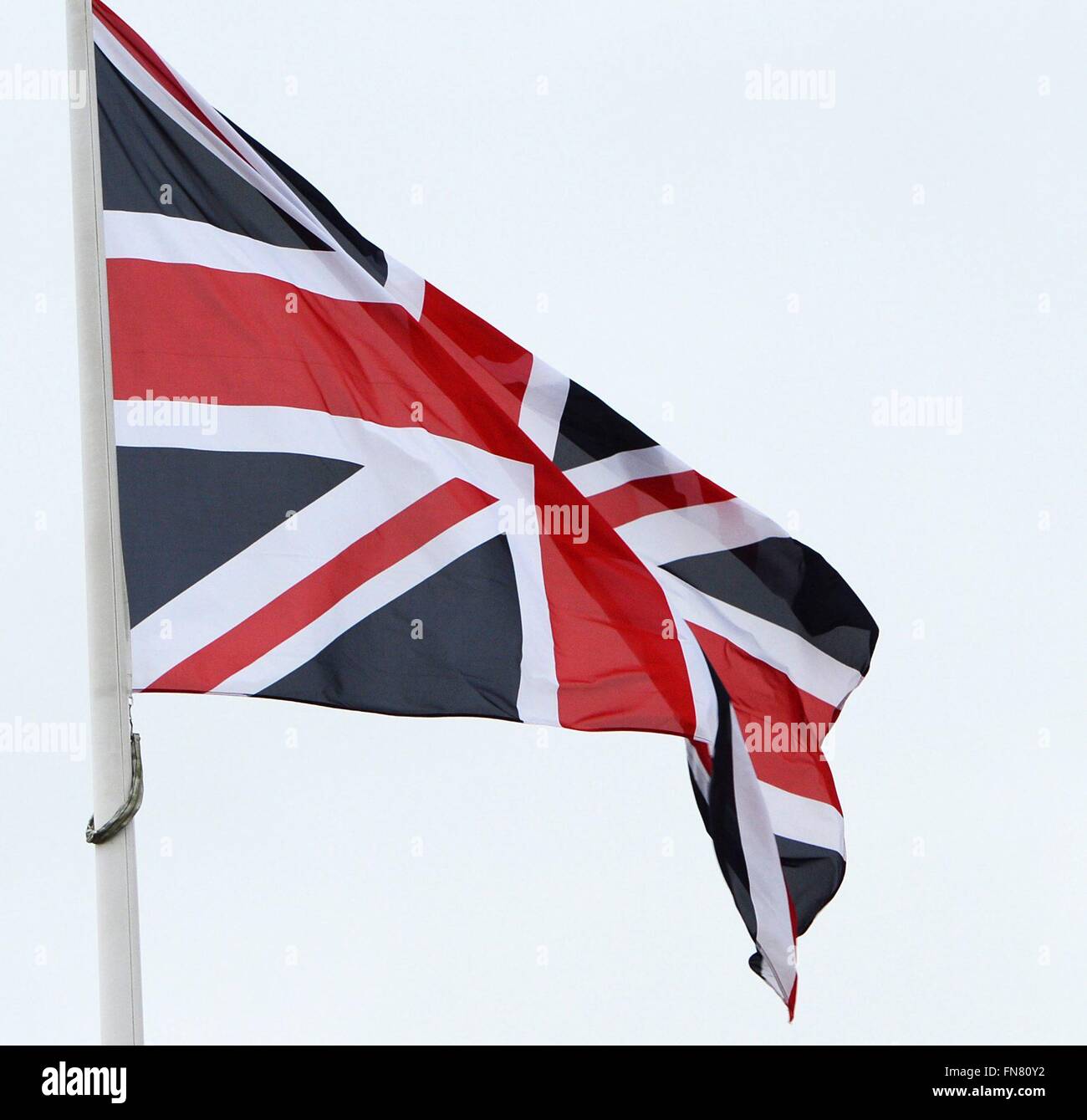 The British flag is waving in Luxembourg, Jan. 8, 2016. Stock Photo