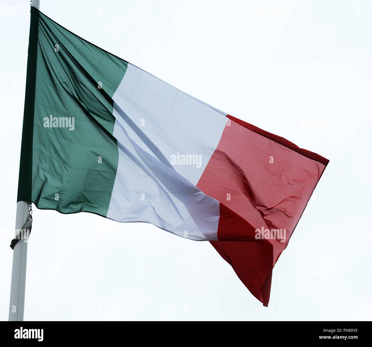 Italian flag is waving in Luxembourg, Jan. 8, 2016. Stock Photo