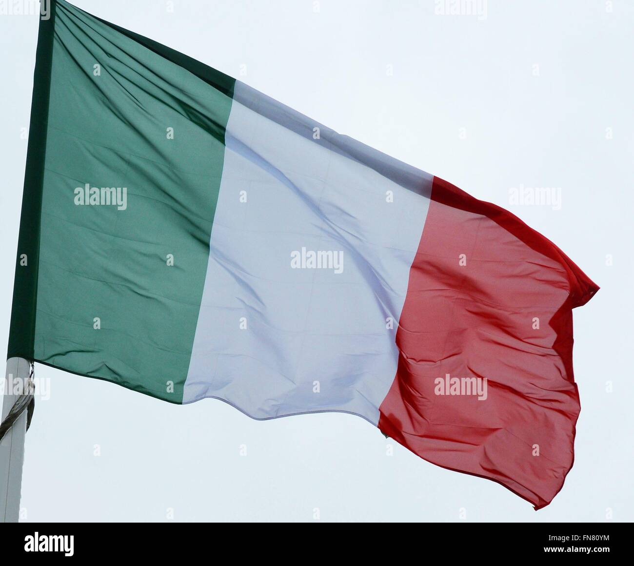 Italian flag is waving in Luxembourg, Jan. 8, 2016. Stock Photo