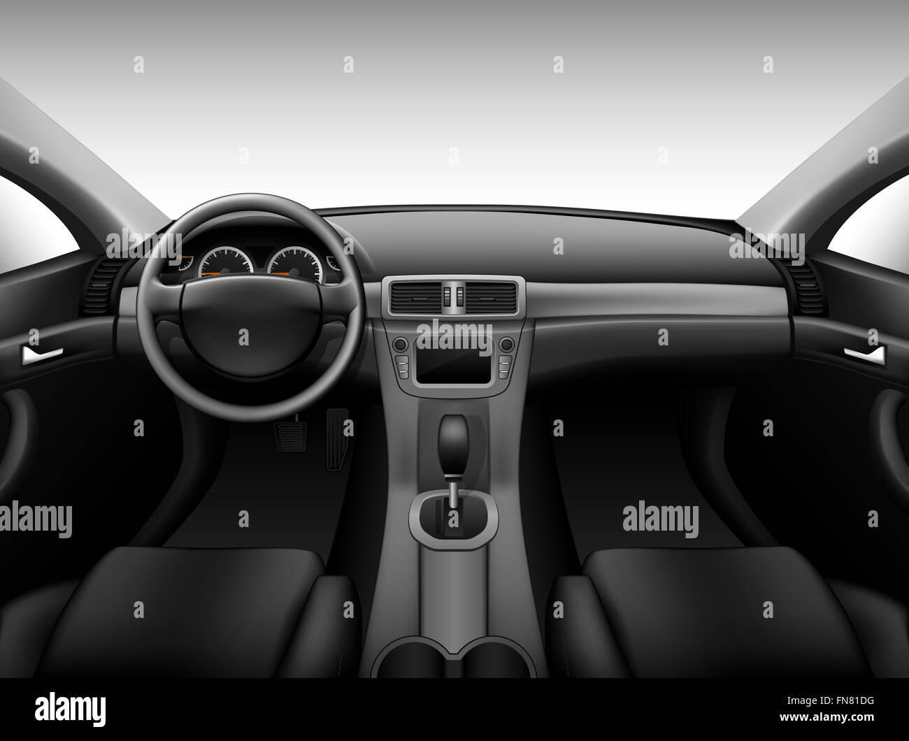 Dashboard car interior, made with gradient mesh Stock Photo Alamy