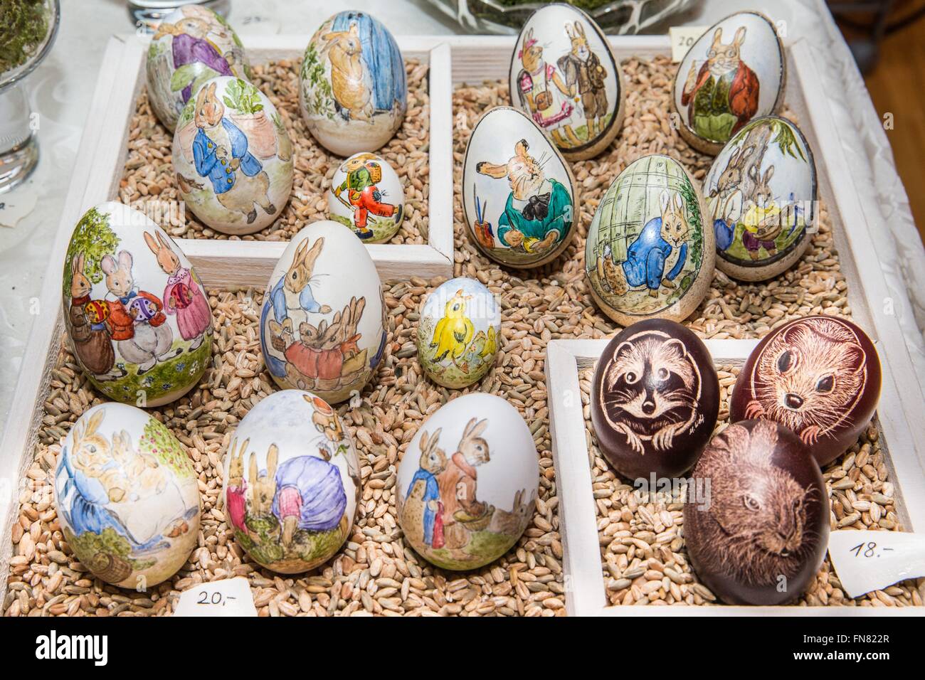 Hand painted easter eggs, Schorndorf, Germany, Feb. 20, 2016 Stock