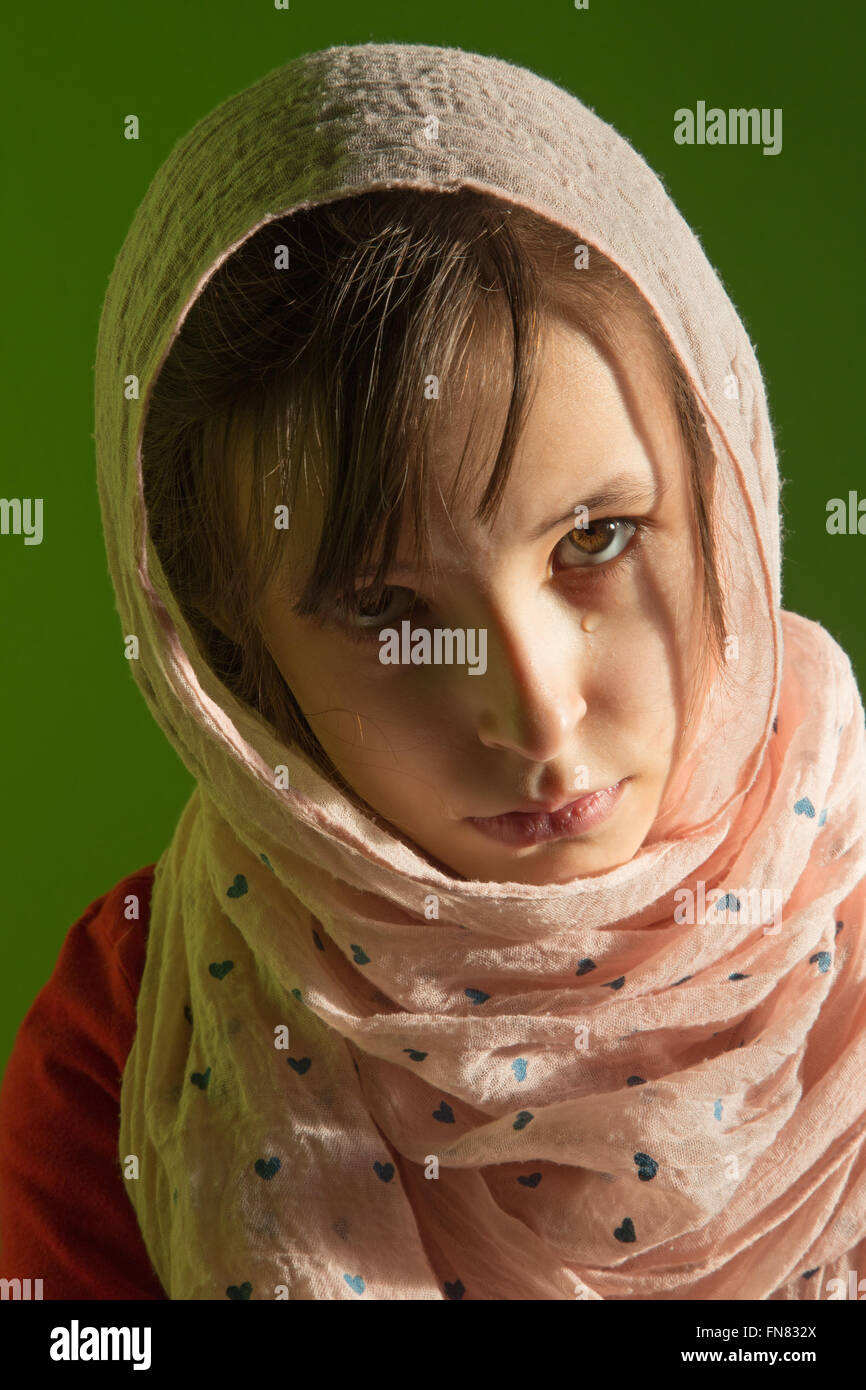 The cry of young girl - portrait Stock Photo