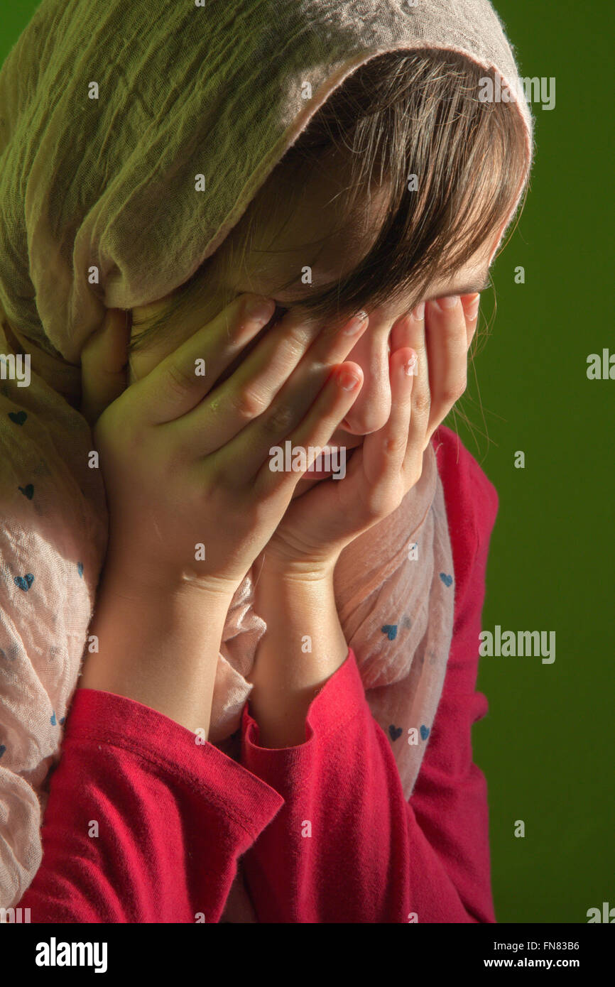 The cry of young girl - portrait Stock Photo