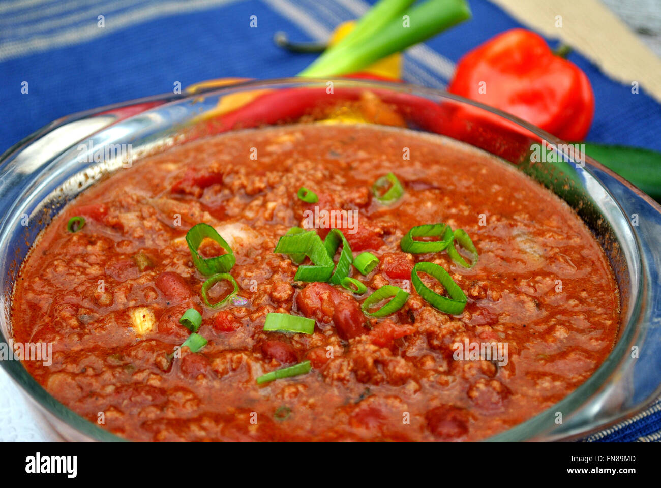 Beef Chili with Spicy Hot Peppers Stock Photo Alamy