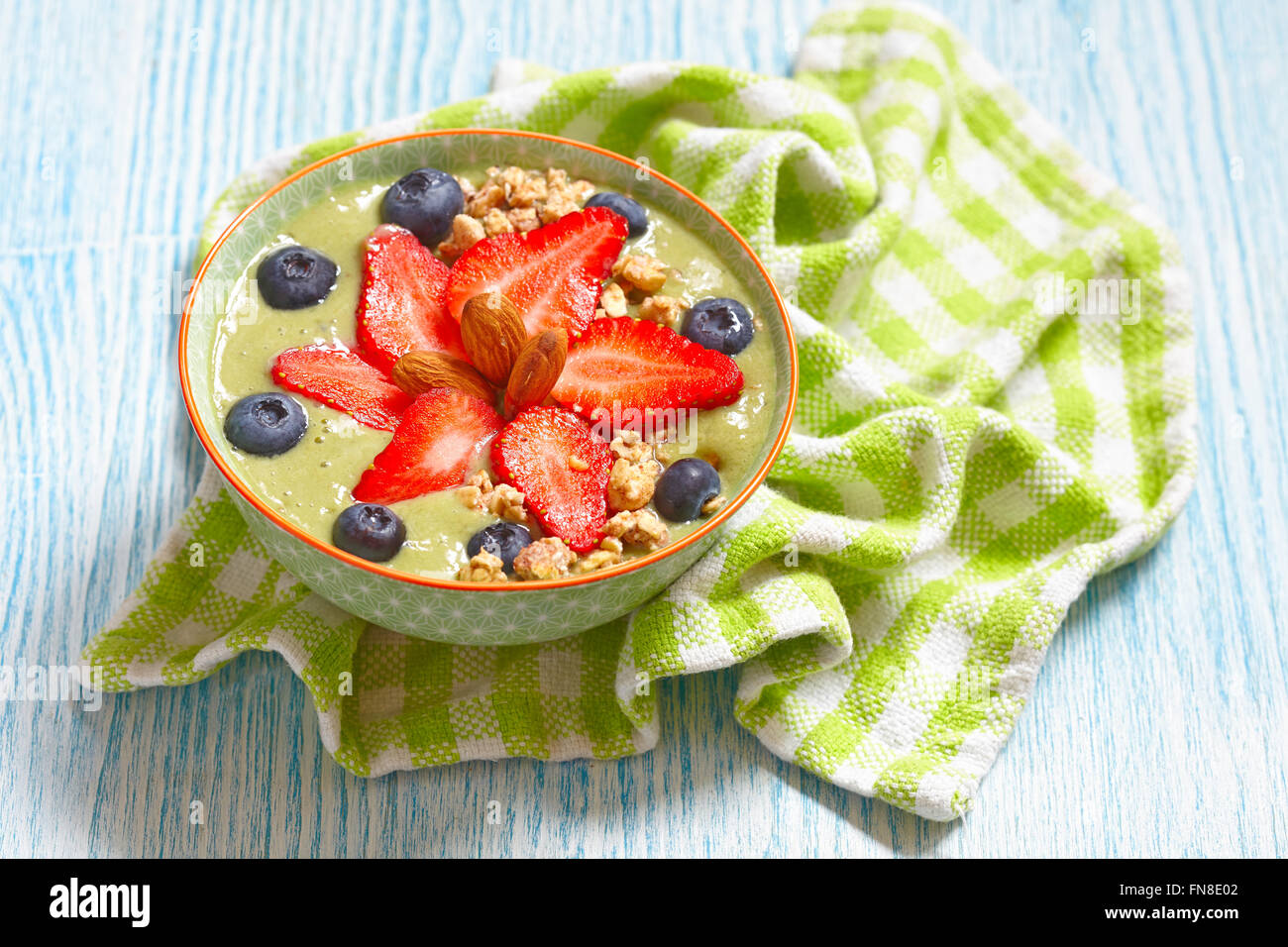 matcha green tea smoothie in a bowl Stock Photo Alamy