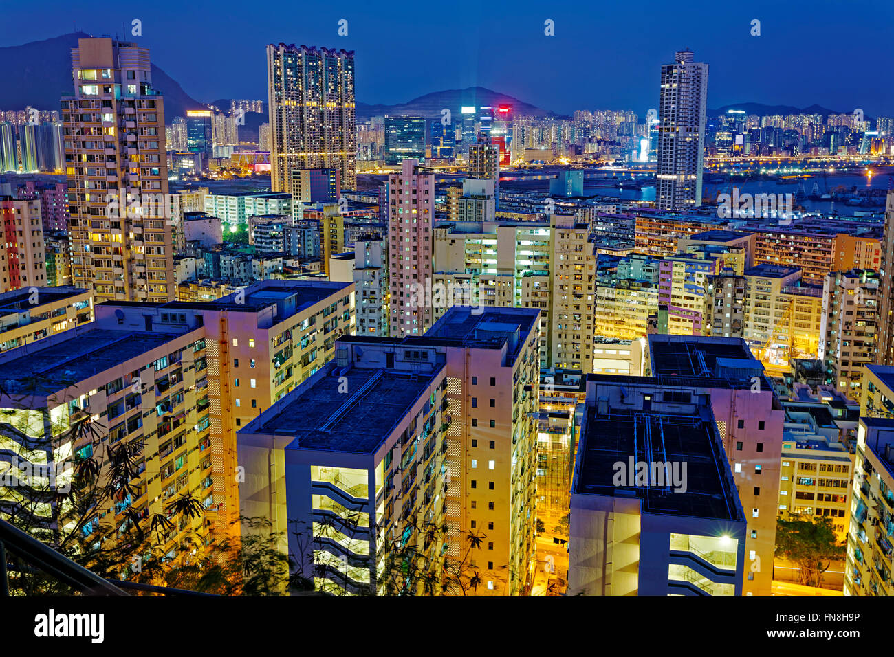 hong kong downtown at night Stock Photo - Alamy