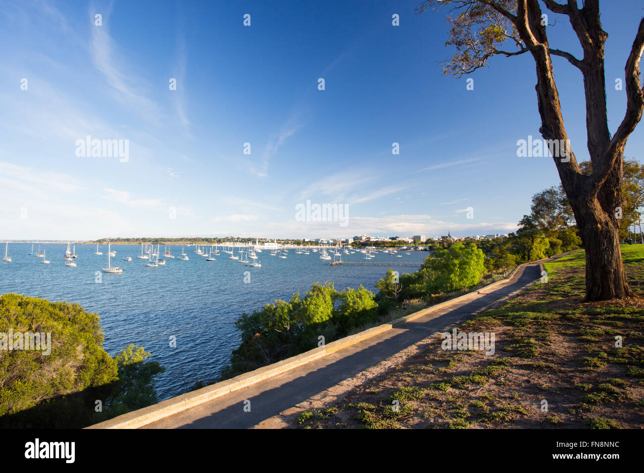 Geelong waterfront on a warm summer's evening in Victoria, Australia Stock Photo