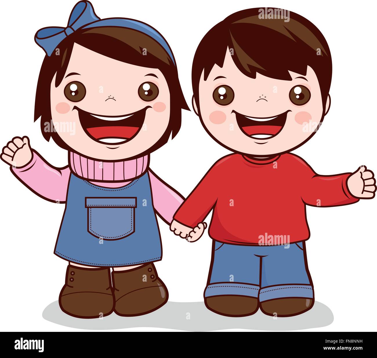 Little Girl And Boy Holding Hands Stock Vector Image Art Alamy