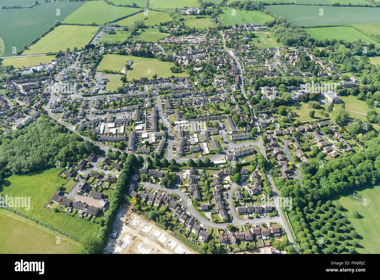 An aerial view of the village of Marcham and surrounding Oxfordshire