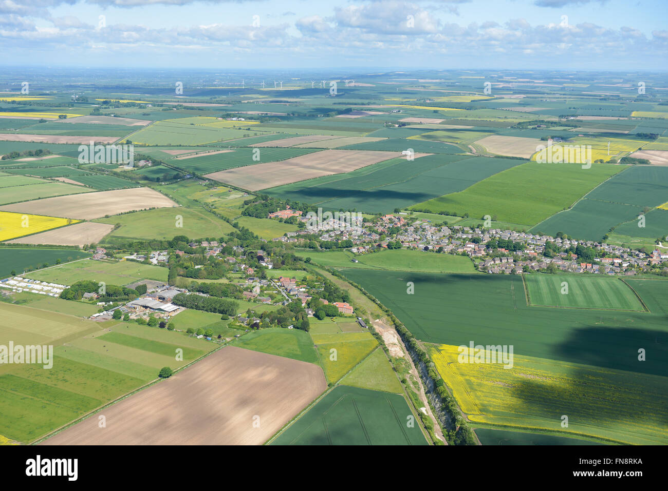 An aerial view of the village of Little Weighton and surrounding East Yorkshire countryside